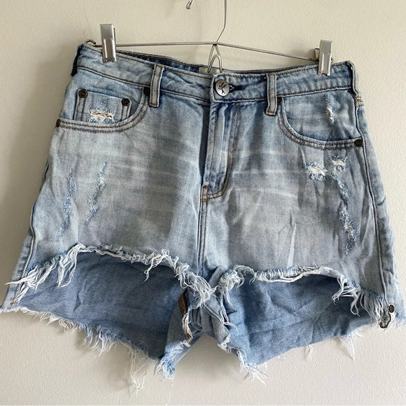 ONE Teaspoon Legend Revolve  Distressed Jean Short 100% Cotton High Rise Size 27 - Picture 1 of 12